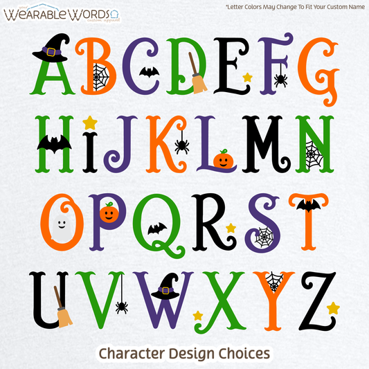 Custom Name Halloween Font Kids Graphic Hoodie | Cute Fun Spooky Colorful Letters Children's Print | Unisex Youth Sweatshirt