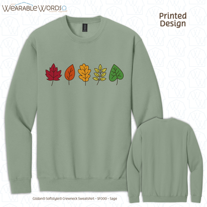 Fall Leaves Graphic Crewneck | Simple Colorful Autumn Changing Tree Leaf Print | Unisex Sweatshirt