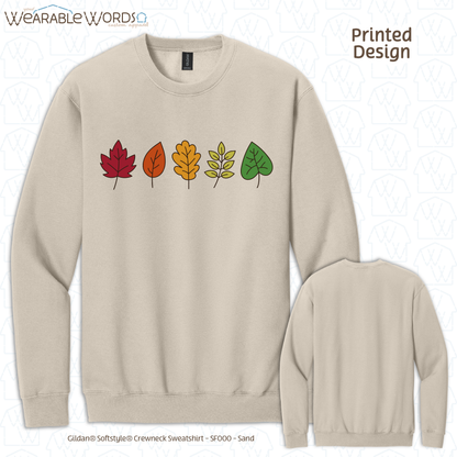 Fall Leaves Graphic Crewneck | Simple Colorful Autumn Changing Tree Leaf Print | Unisex Sweatshirt