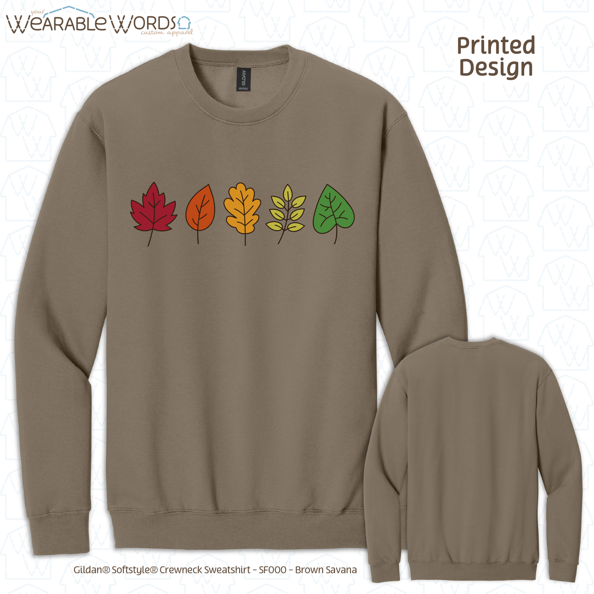 Fall Leaves Graphic Crewneck | Simple Colorful Autumn Changing Tree Leaf Print | Unisex Sweatshirt