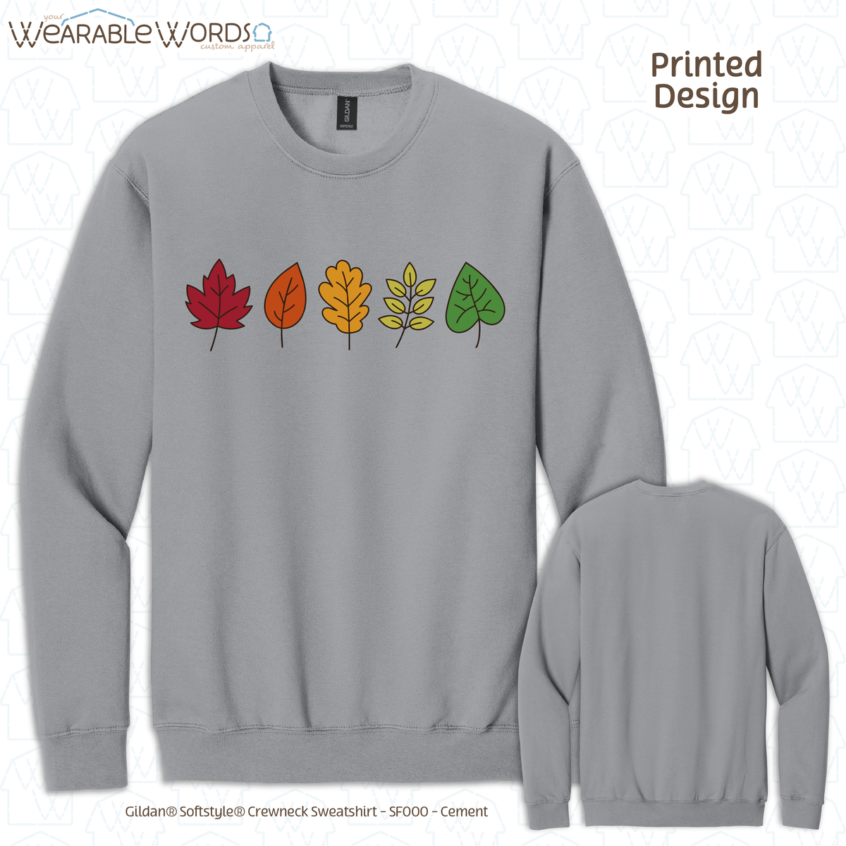 Fall Leaves Graphic Crewneck | Simple Colorful Autumn Changing Tree Leaf Print | Unisex Sweatshirt