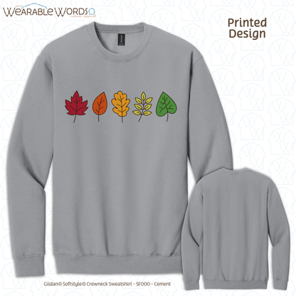 Fall Leaves Graphic Crewneck | Simple Colorful Autumn Changing Tree Leaf Print | Unisex Sweatshirt