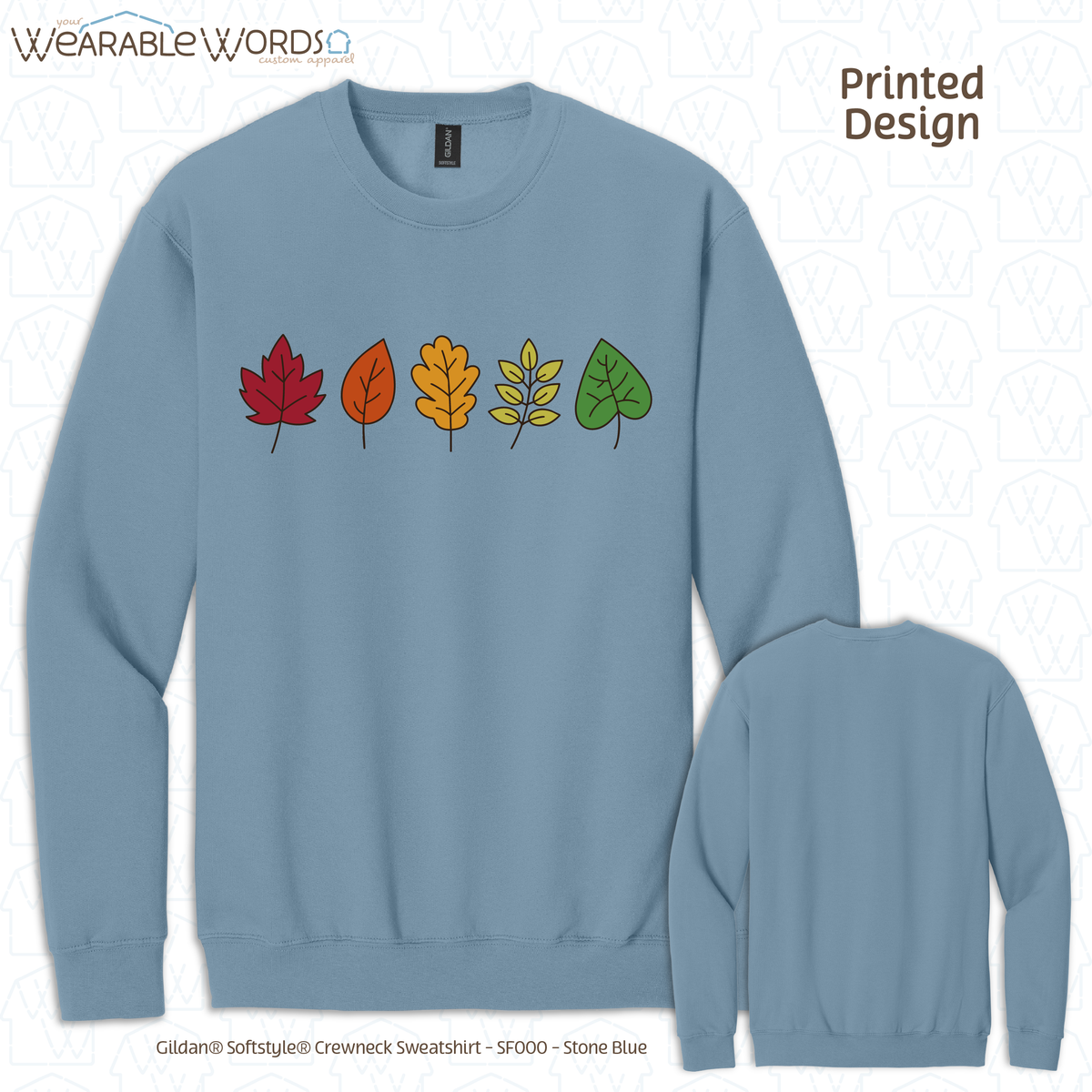 Fall Leaves Graphic Crewneck | Simple Colorful Autumn Changing Tree Leaf Print | Unisex Sweatshirt