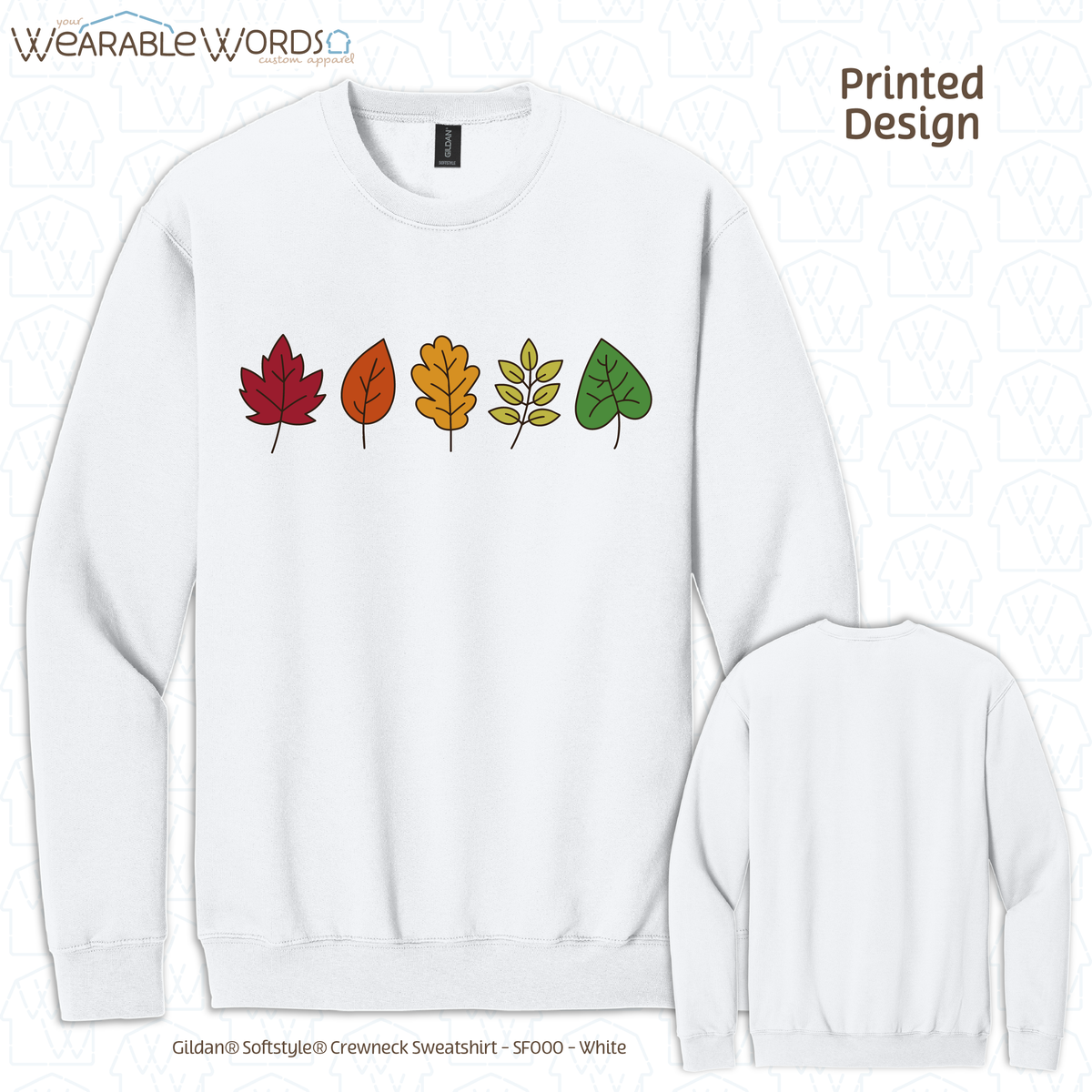 Fall Leaves Graphic Crewneck | Simple Colorful Autumn Changing Tree Leaf Print | Unisex Sweatshirt