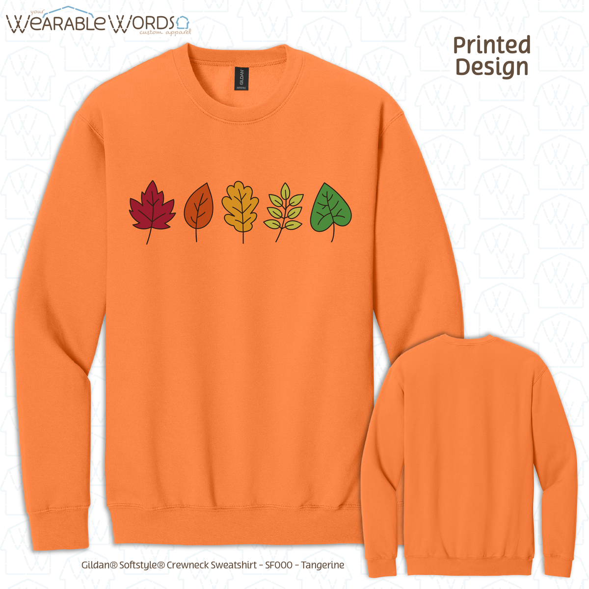 Fall Leaves Graphic Crewneck | Simple Colorful Autumn Changing Tree Leaf Print | Unisex Sweatshirt