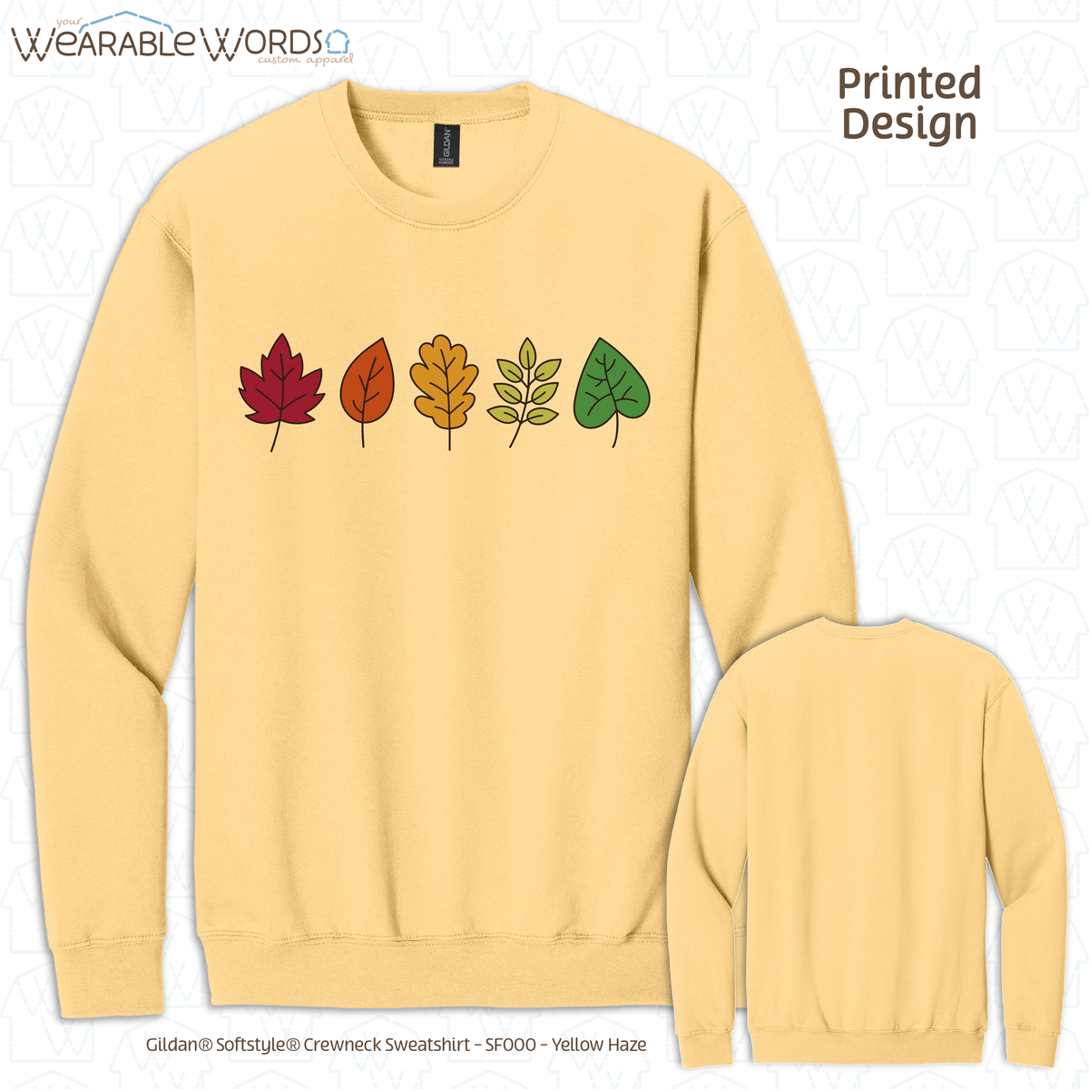 Fall Leaves Graphic Crewneck | Simple Colorful Autumn Changing Tree Leaf Print | Unisex Sweatshirt