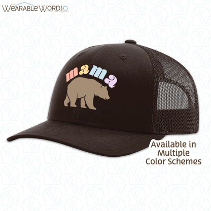 Mama Bear Graphic Hat | Cute Colorful Pastel Print | Unisex Mesh Snapback