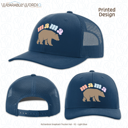 Mama Bear Graphic Hat | Cute Colorful Pastel Print | Unisex Mesh Snapback