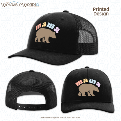 Mama Bear Graphic Hat | Cute Colorful Pastel Print | Unisex Mesh Snapback