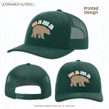 Mama Bear Graphic Hat | Cute Colorful Pastel Print | Unisex Mesh Snapback