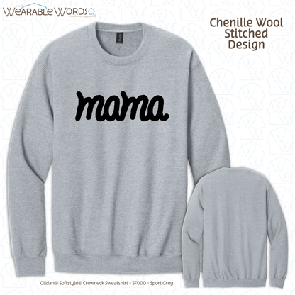 Mama Chenille Wool Black Embroidered Crewneck | Pink, White, Grey, or Tan Sweatshirt