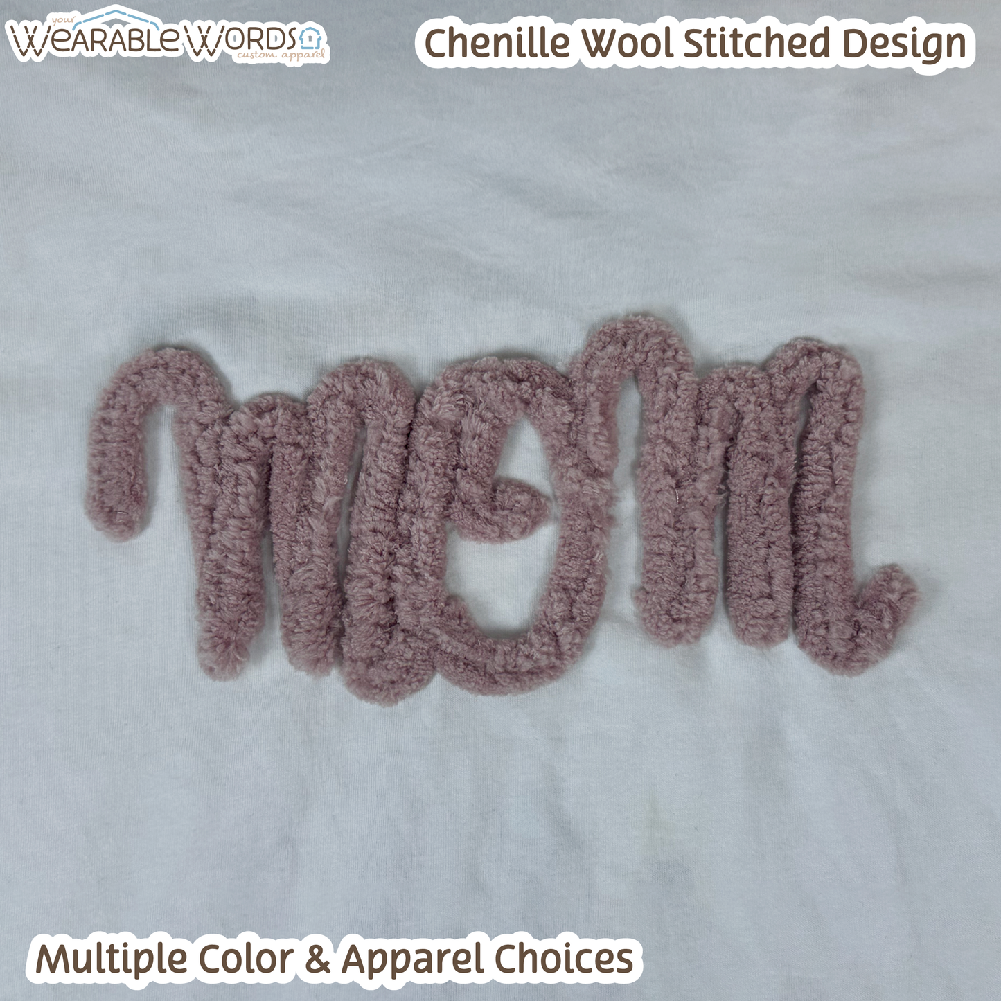 Mom Chenille Wool Rose Embroidered Hoodie | White, Tan, or Black Sweatshirt