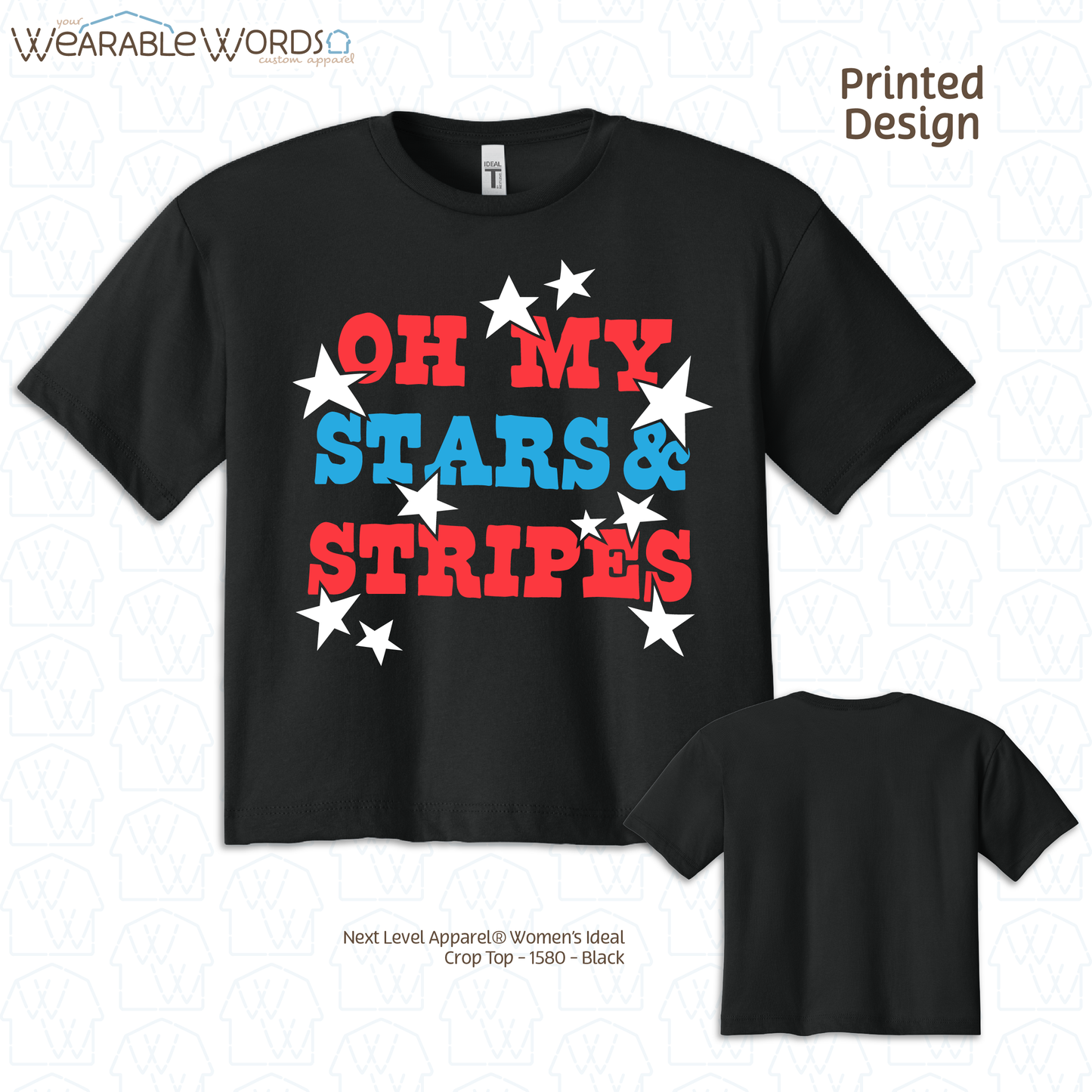 Oh My Stars And Stripes Cropped Graphic Tee | Fun Red White & Blue Print | Women's Crop Top