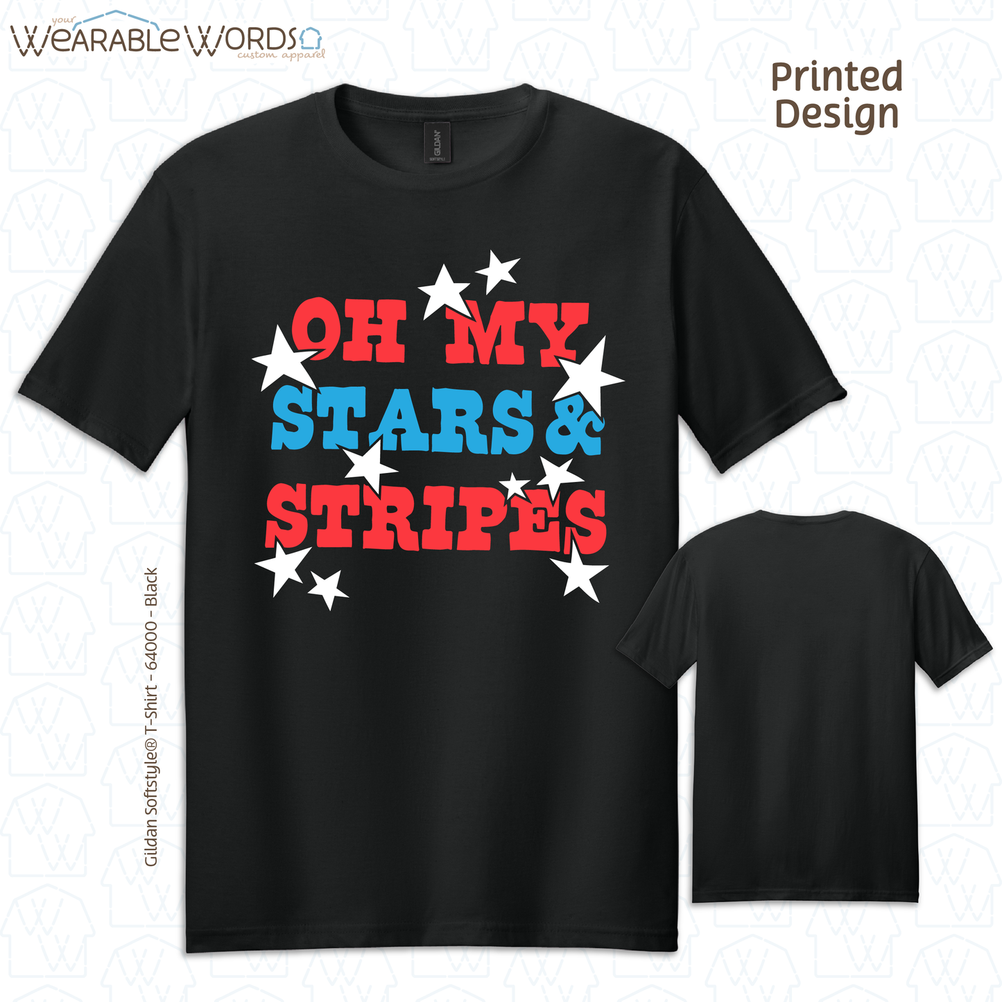 Oh My Stars And Stripes Graphic Tee | Fun Red White & Blue Print | Unisex T-Shirt