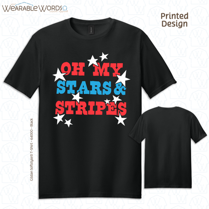 Oh My Stars And Stripes Graphic Tee | Fun Red White & Blue Print | Unisex T-Shirt