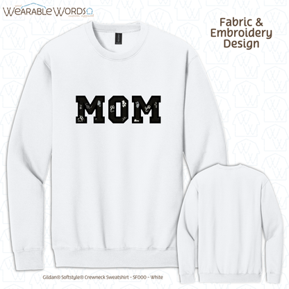 Pawprint Cat & Dog MOM Embroidered Crewneck | White, Pink, Tan, or Grey Sweatshirt