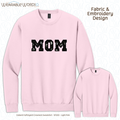 Pawprint Cat & Dog MOM Embroidered Crewneck | White, Pink, Tan, or Grey Sweatshirt