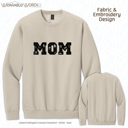 Pawprint Cat & Dog MOM Embroidered Crewneck | White, Pink, Tan, or Grey Sweatshirt