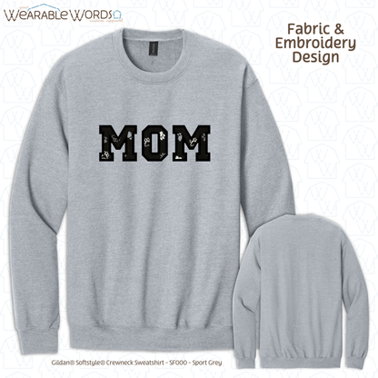 Pawprint Cat & Dog MOM Embroidered Crewneck | White, Pink, Tan, or Grey Sweatshirt