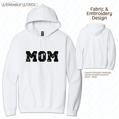 Pawprint Cat & Dog MOM Embroidered Hoodie | White, Pink, Tan, or Grey Sweatshirt