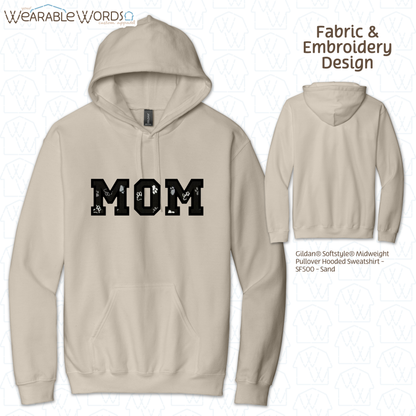 Pawprint Cat & Dog MOM Embroidered Hoodie | White, Pink, Tan, or Grey Sweatshirt