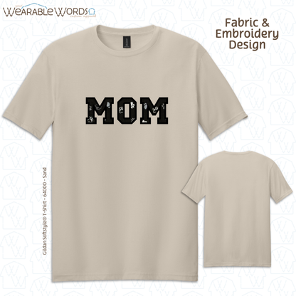 Pawprint Cat & Dog MOM Embroidered Tee | White, Pink, Tan, or Grey T-Shirt