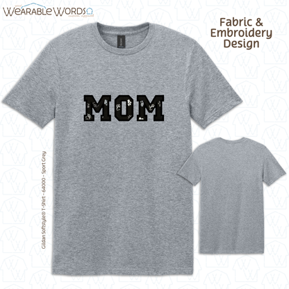 Pawprint Cat & Dog MOM Embroidered Tee | White, Pink, Tan, or Grey T-Shirt