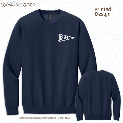 Custom Team Football Pennant Graphic Crewneck | White Varsity Collegiate Sports Print | Unisex Sweatshirt