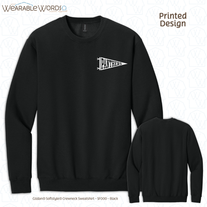 Custom Team Football Pennant Graphic Crewneck | White Varsity Collegiate Sports Print | Unisex Sweatshirt