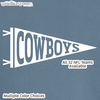 Custom Team Football Pennant Graphic Crewneck | Full White Varsity Collegiate Sports Print | Unisex Sweatshirt