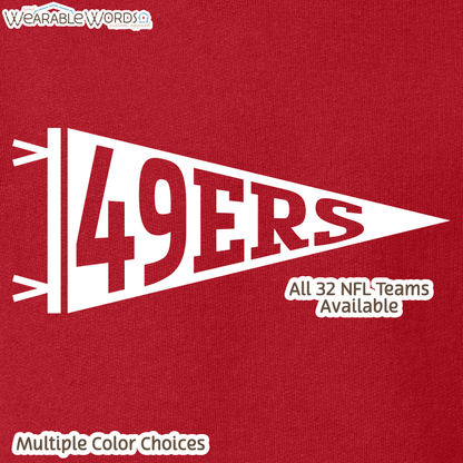 Custom Team Football Pennant Kids Graphic Hoodie | White Varsity Collegiate Sports Children's Print | Unisex Youth Sweatshirt