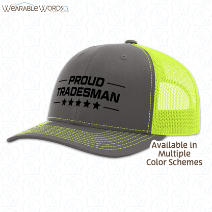 Proud Tradesman Graphic Hat | Trades Worker Blue Collar Stars Print | Unisex Mesh Snapback