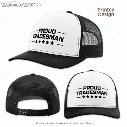 Proud Tradesman Graphic Hat | Trades Worker Blue Collar Stars Print | Unisex Mesh Snapback