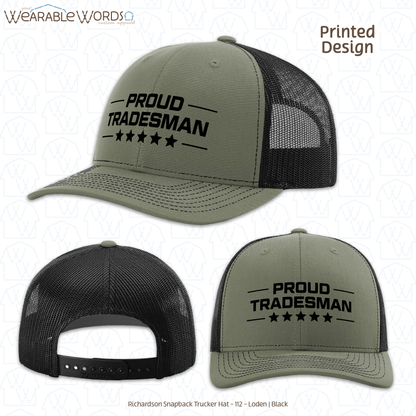 Proud Tradesman Graphic Hat | Trades Worker Blue Collar Stars Print | Unisex Mesh Snapback