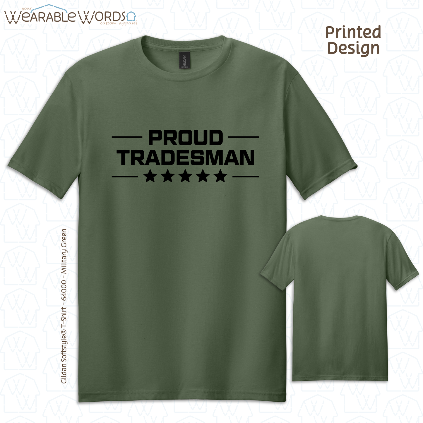 Proud Tradesman Graphic Tee | Trades Worker Blue Collar Stars Print | Unisex T-Shirt