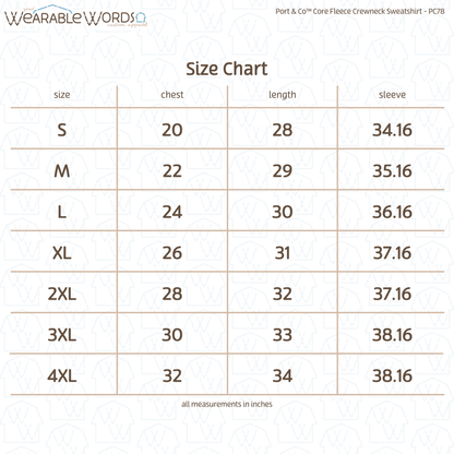 Customizable Chenille Wool Stitched Message | Embroidered Crewneck Sweatshirt | Blue, Green, Maroon, Black, Grey