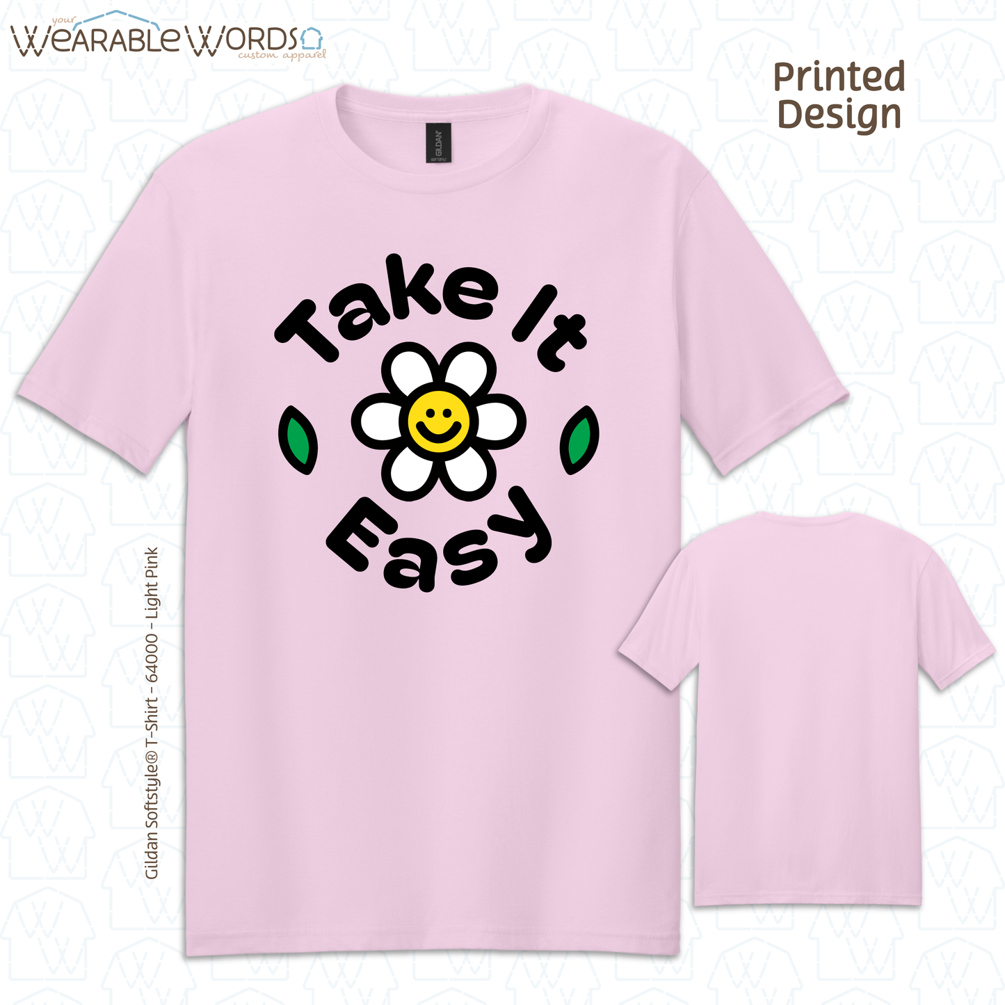 Take It Easy T-Shirt | Fun Daisy Print | Blue, White, Tan, Sage, or Pink Graphic Tee