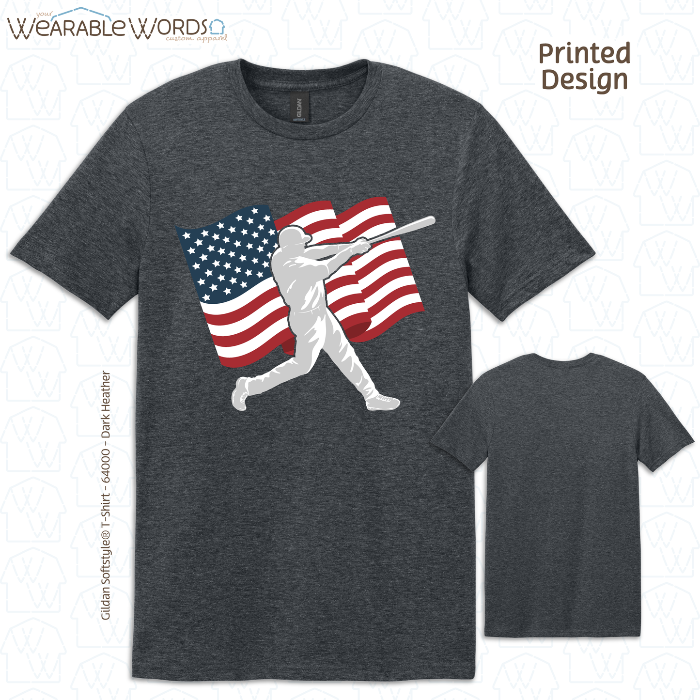 American Flag Baseball Bat Graphic Tee | Red White & Blue Patriotic Print | Unisex T-Shirt